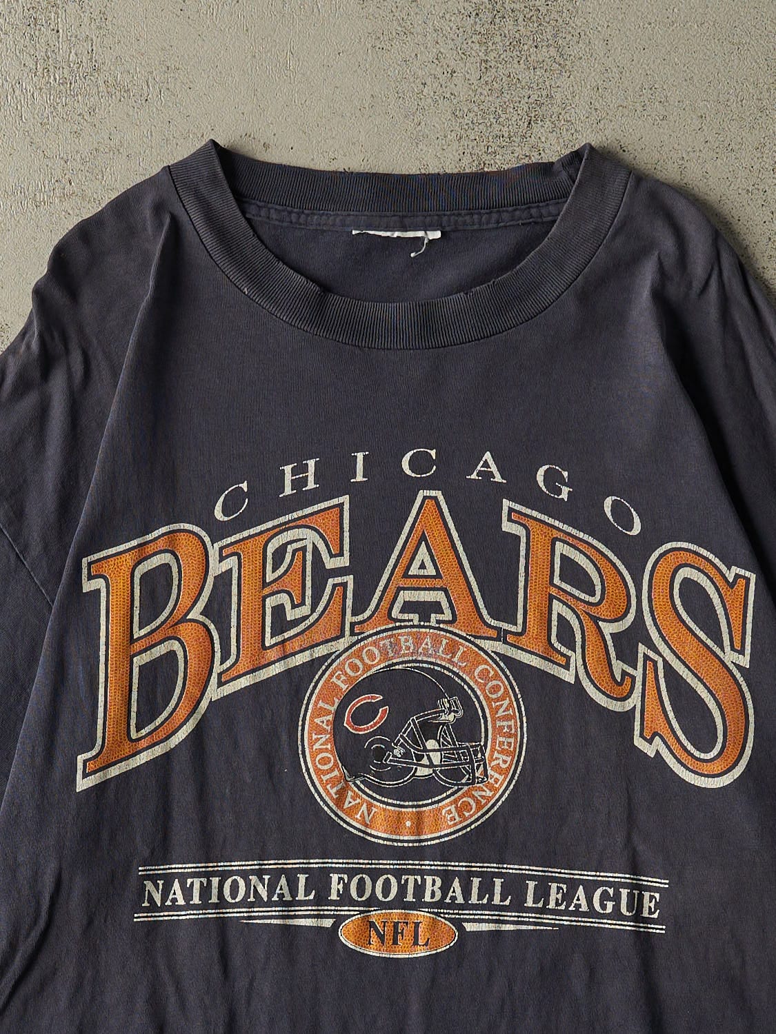 Vintage 90s Sun Faded Navy Chicago Bears Tee (XL)