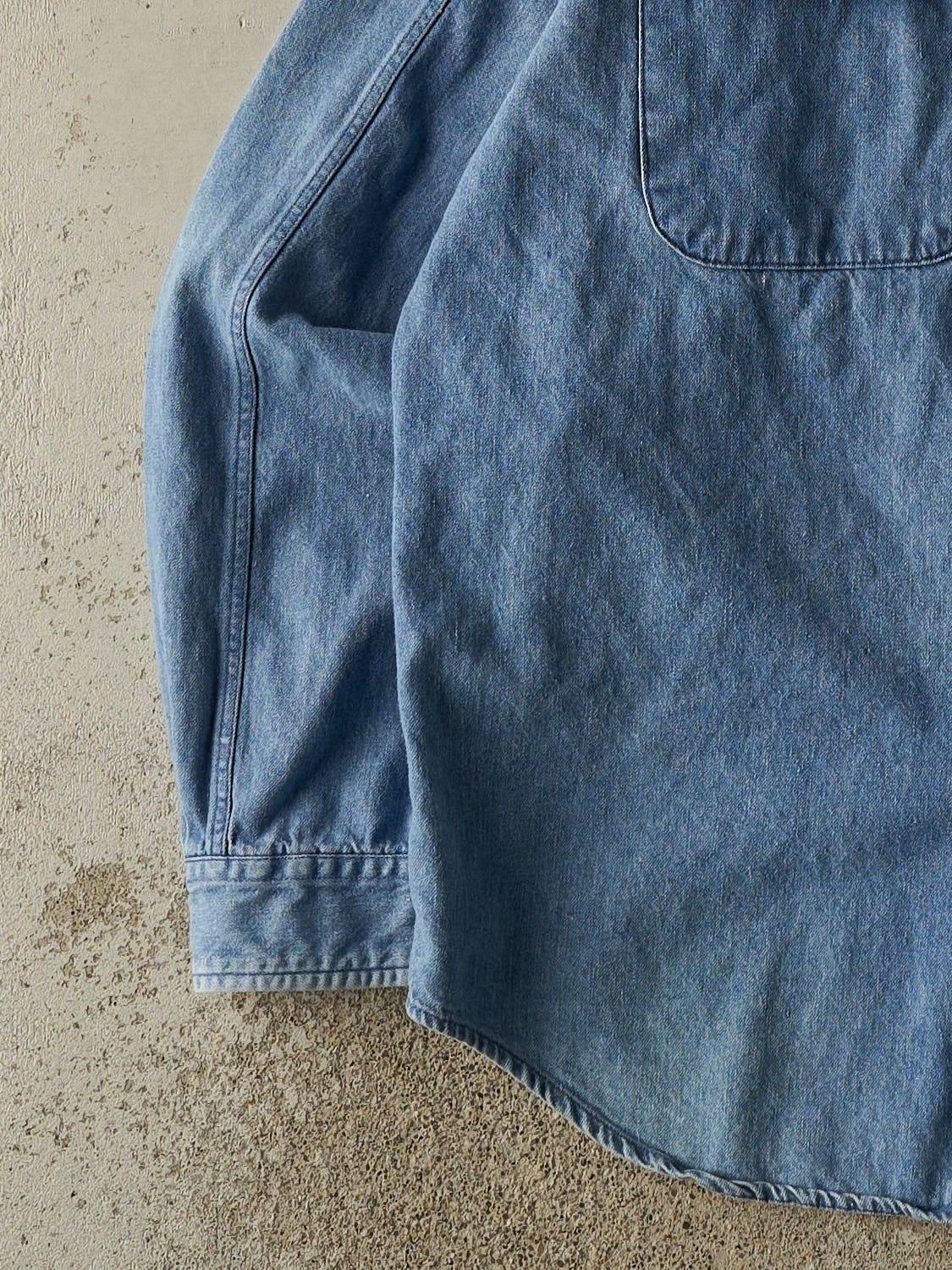 Vintage 90s Light Wash Tommy Hilfiger Embroidered Denim Button Up Long Sleeve (XXL)