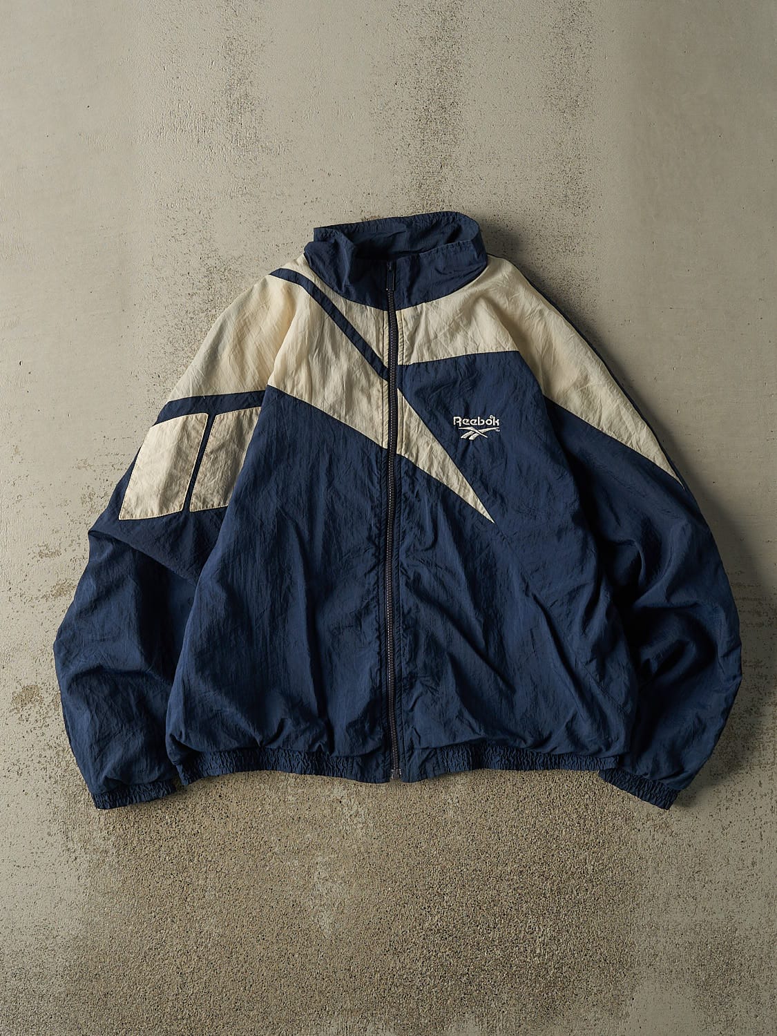 Vintage 90s Navy Blue & White Reebok Windbreaker Jacket (M/L)
