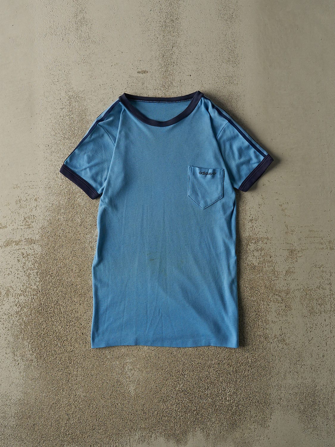 Vintage 80s Baby Blue Adidas Pocket Tee (XS/S)