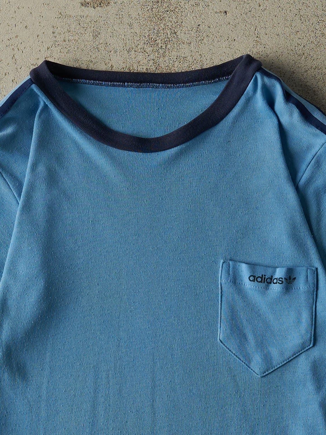 Vintage 80s Baby Blue Adidas Pocket Tee (XS/S)