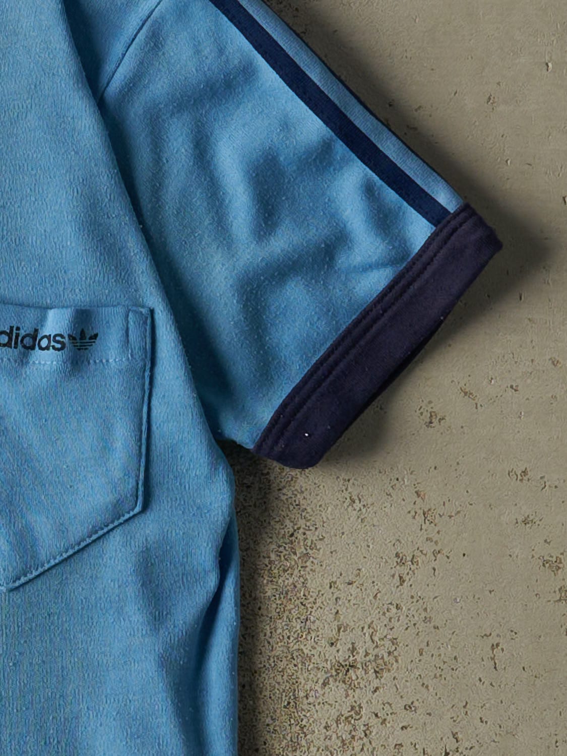 Vintage 80s Baby Blue Adidas Pocket Tee (XS/S)