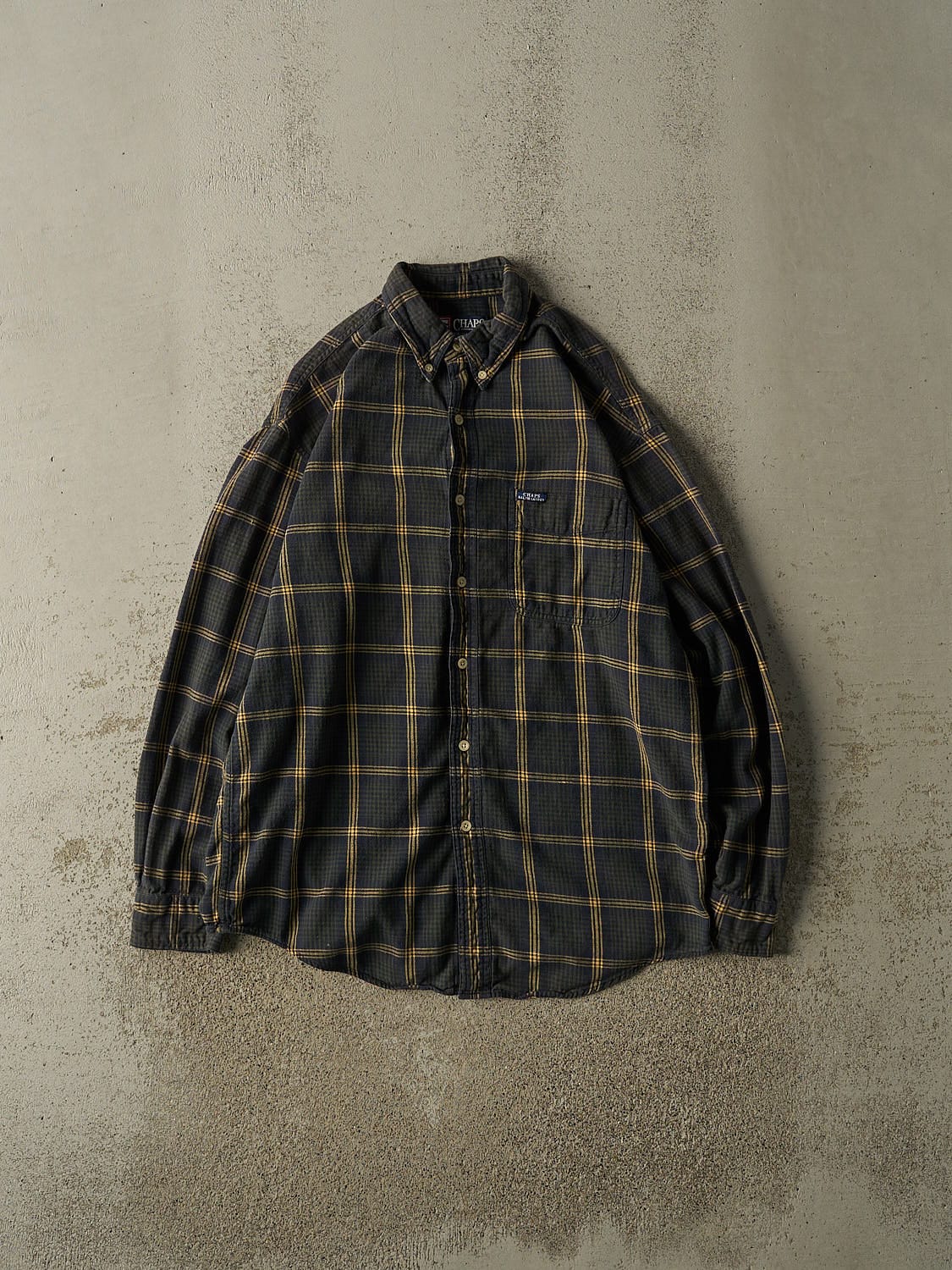 Vintage 90s Green & Navy Chaps Button Up Long Sleeve (L/XL)