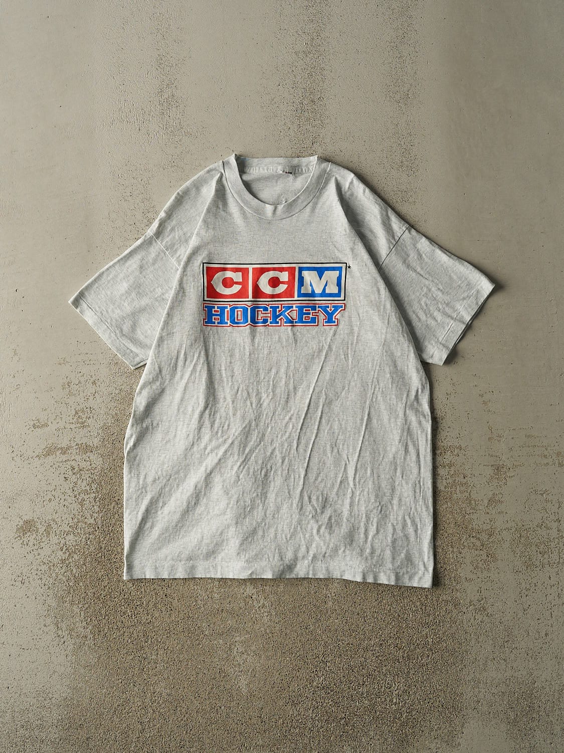 Vintage 90s Heather Grey CCM Hockey Tee (L/XL)