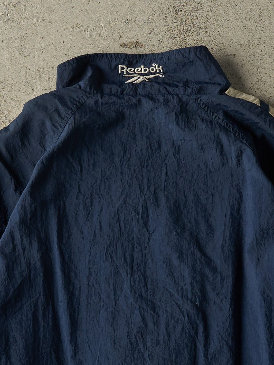 Vintage 90s Navy Blue & White Reebok Windbreaker Jacket (M/L)