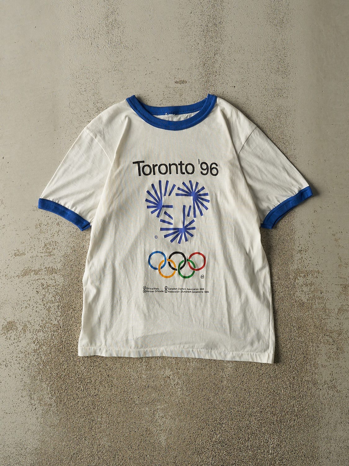 Vintage 96' White Toronto Olympic Ringer Tee (S/M)