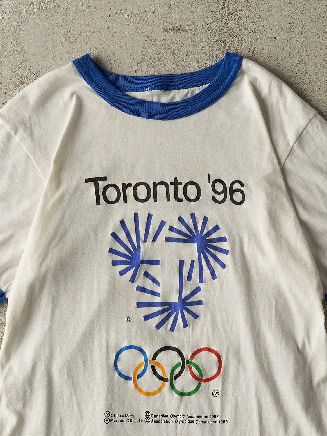 Vintage 96' White Toronto Olympic Ringer Tee (S/M)