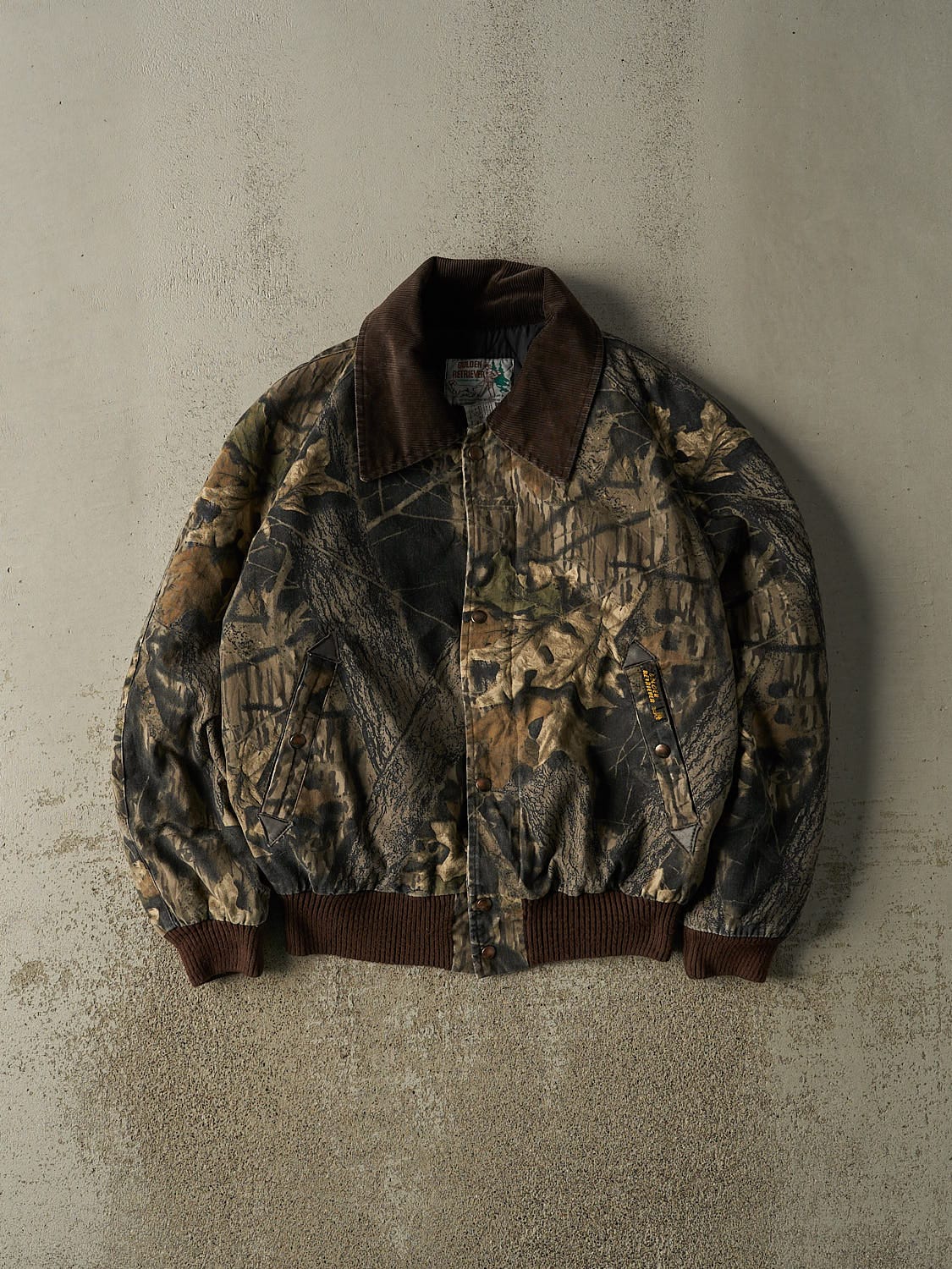 Vintage 90s Camo Mossy Oak x Golden Retriever Bomber Work Jacket (M/L)