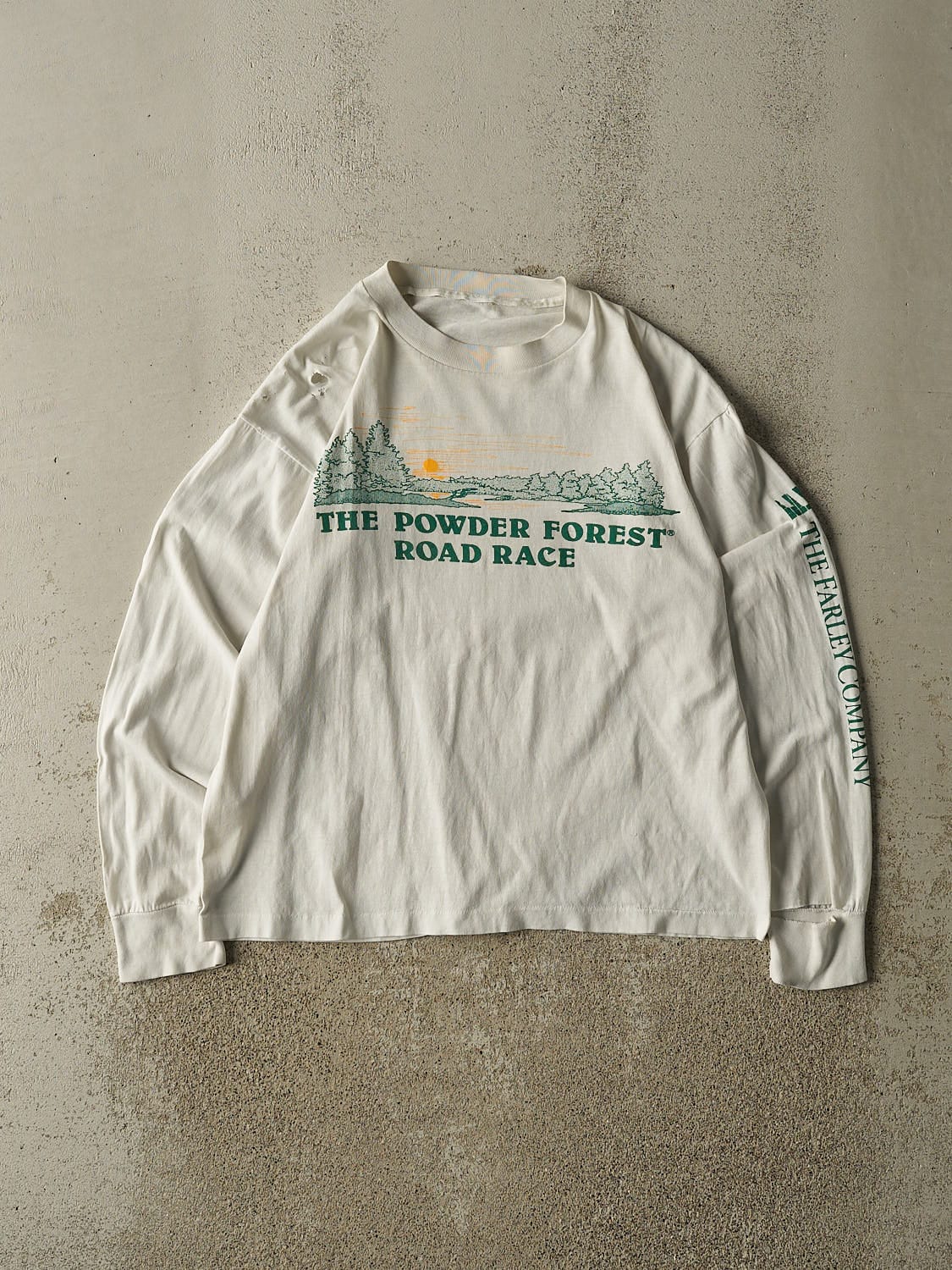 Vintage 90s White The Powder Forest Road Race Long Sleeve (M)