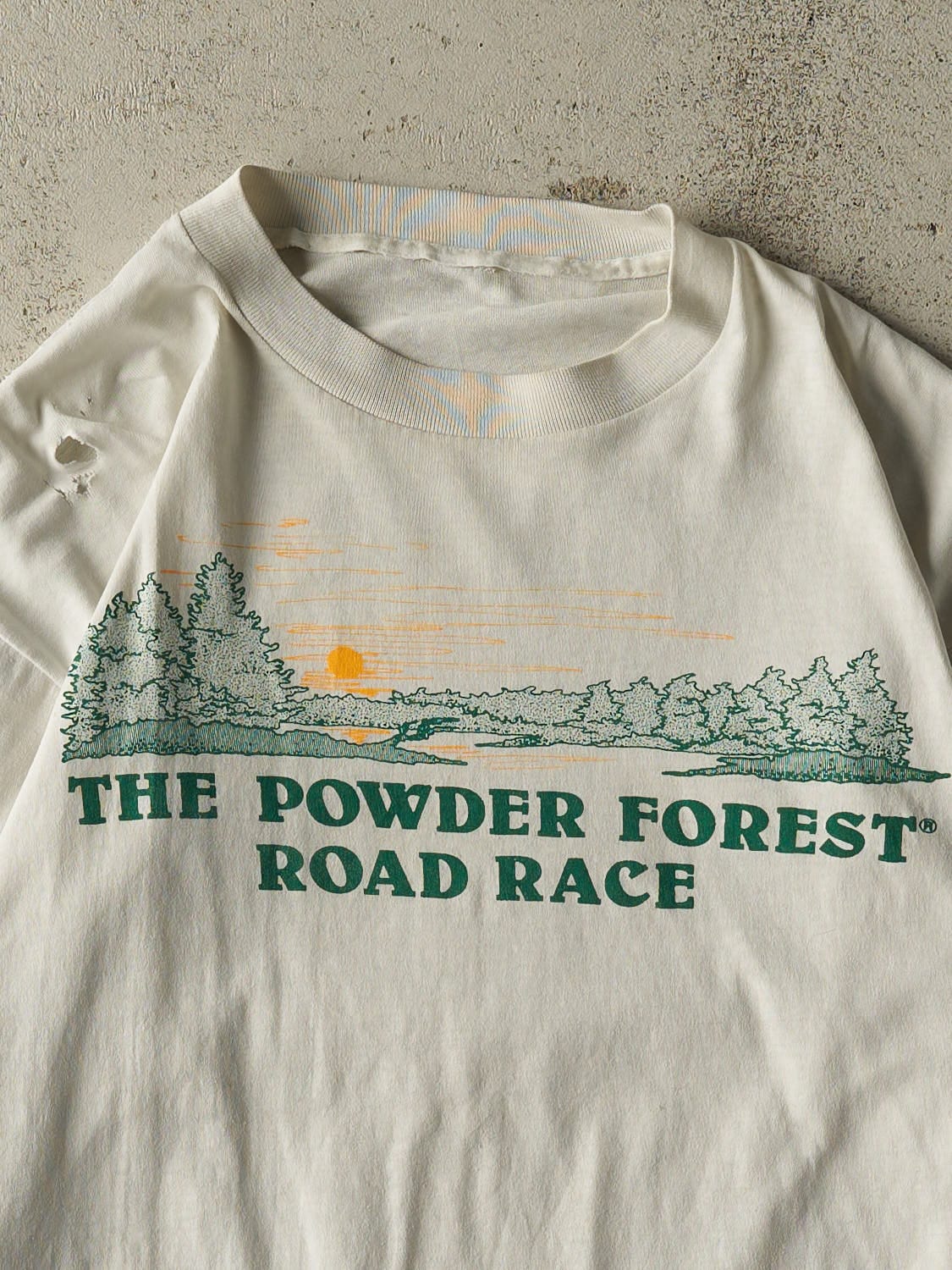 Vintage 90s White The Powder Forest Road Race Long Sleeve (M)