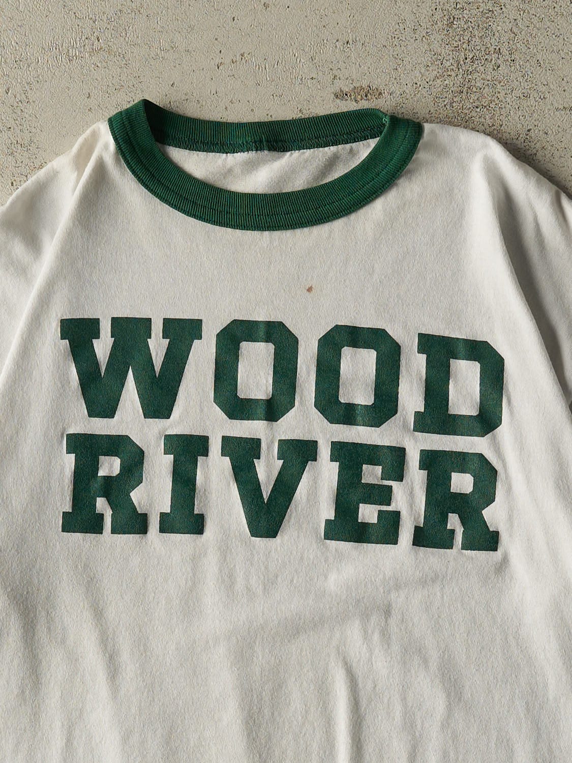 Vintage 90s White & Green Wood River Ringer Tee (L)