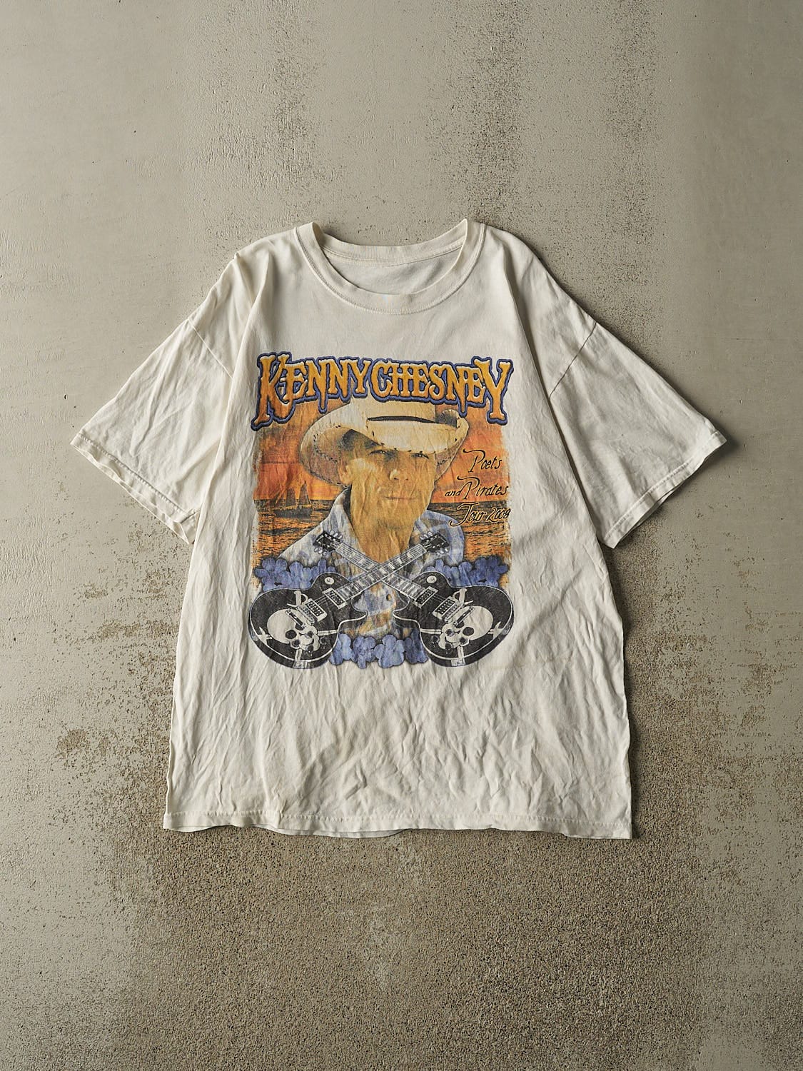 Vintage 08' White Kenny Chesney Poets And Pirates Tour Tee (L/XL)
