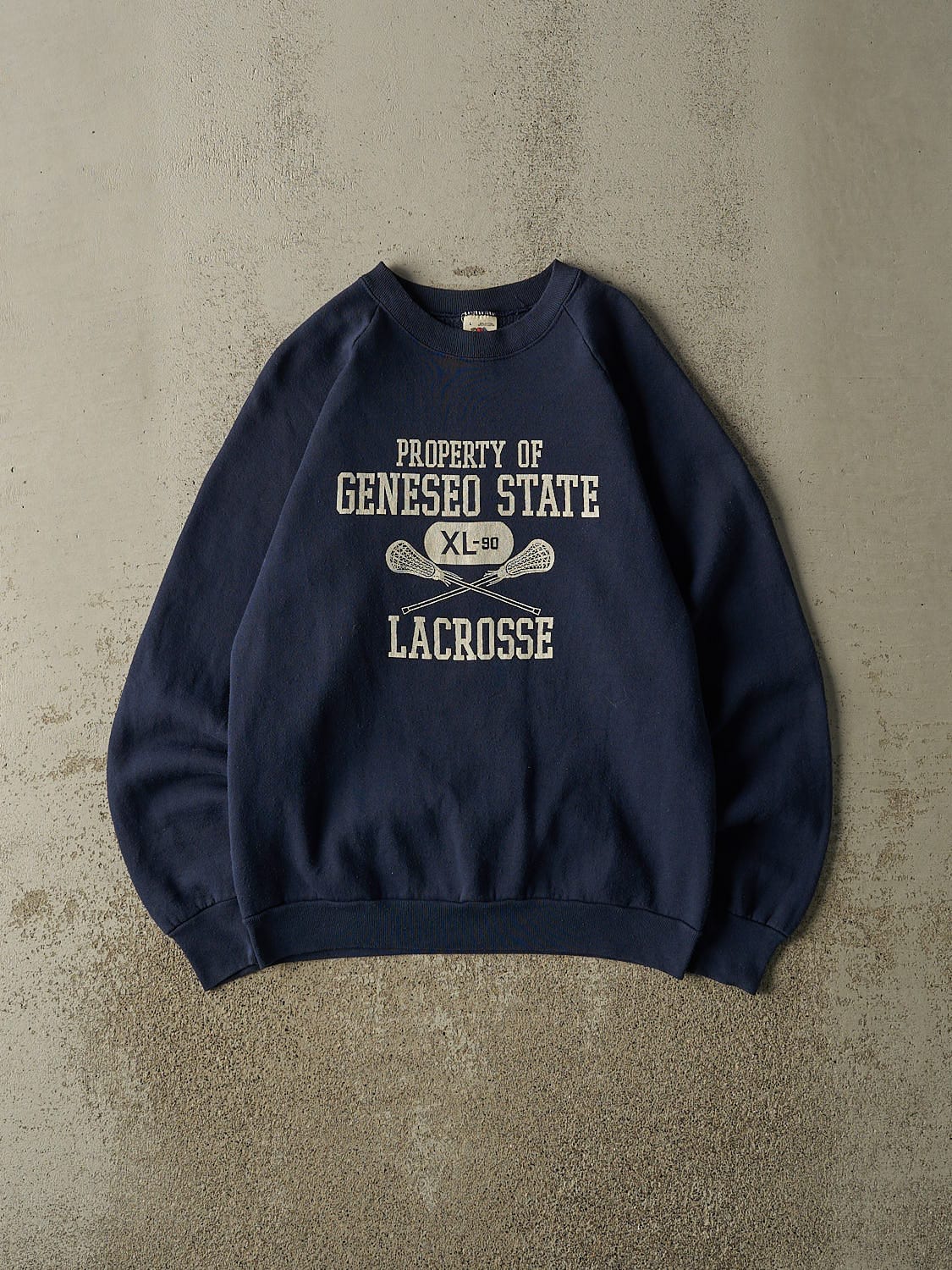 Vintage 90s Navy Blue Geneseo State Lacrosse Crewneck (S/M)