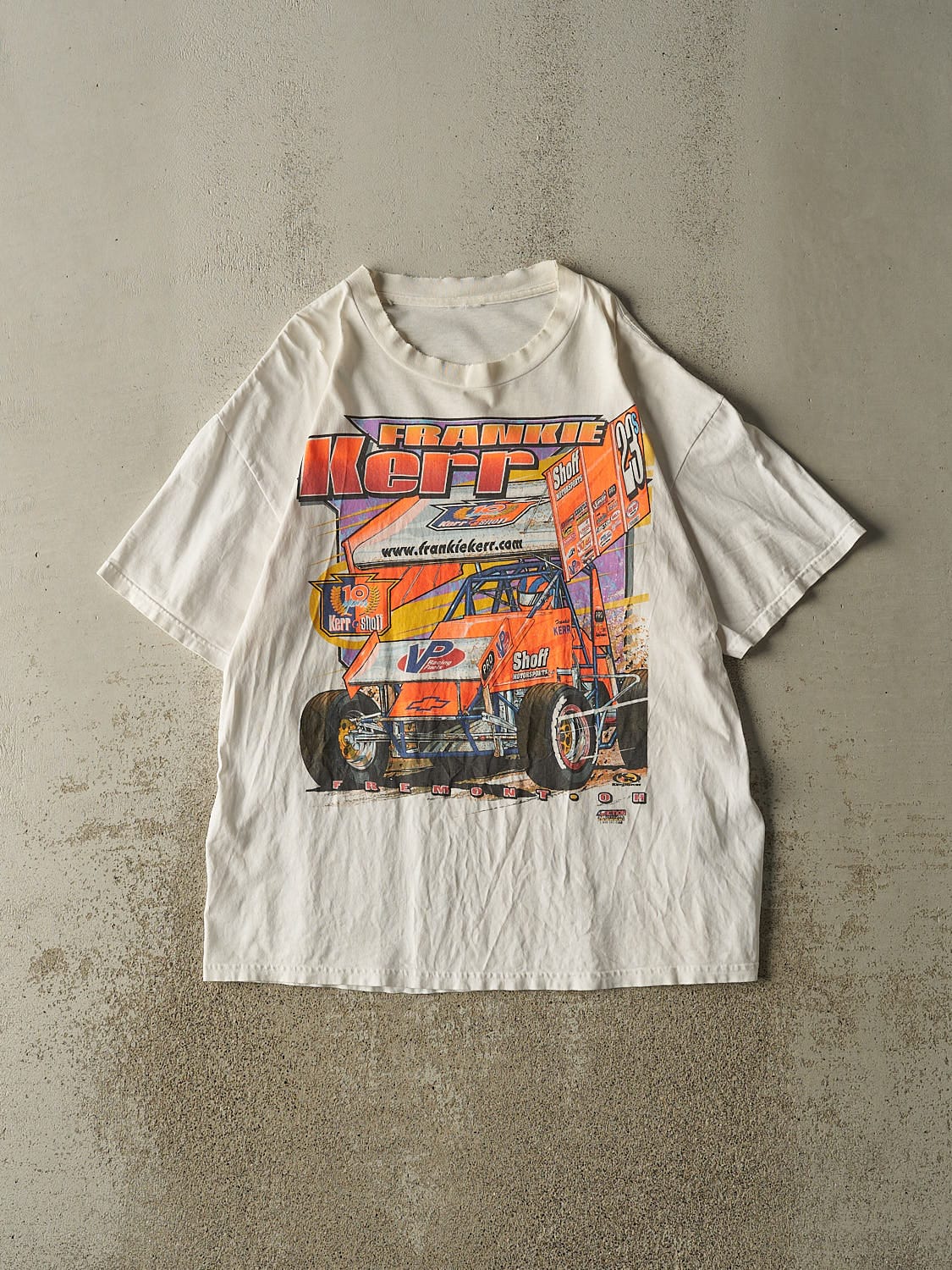Vintage 80s White Frankie Kurr Racing Tee (L/XL)
