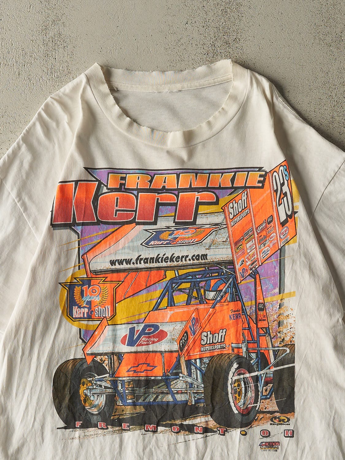 Vintage 80s White Frankie Kurr Racing Tee (L/XL)