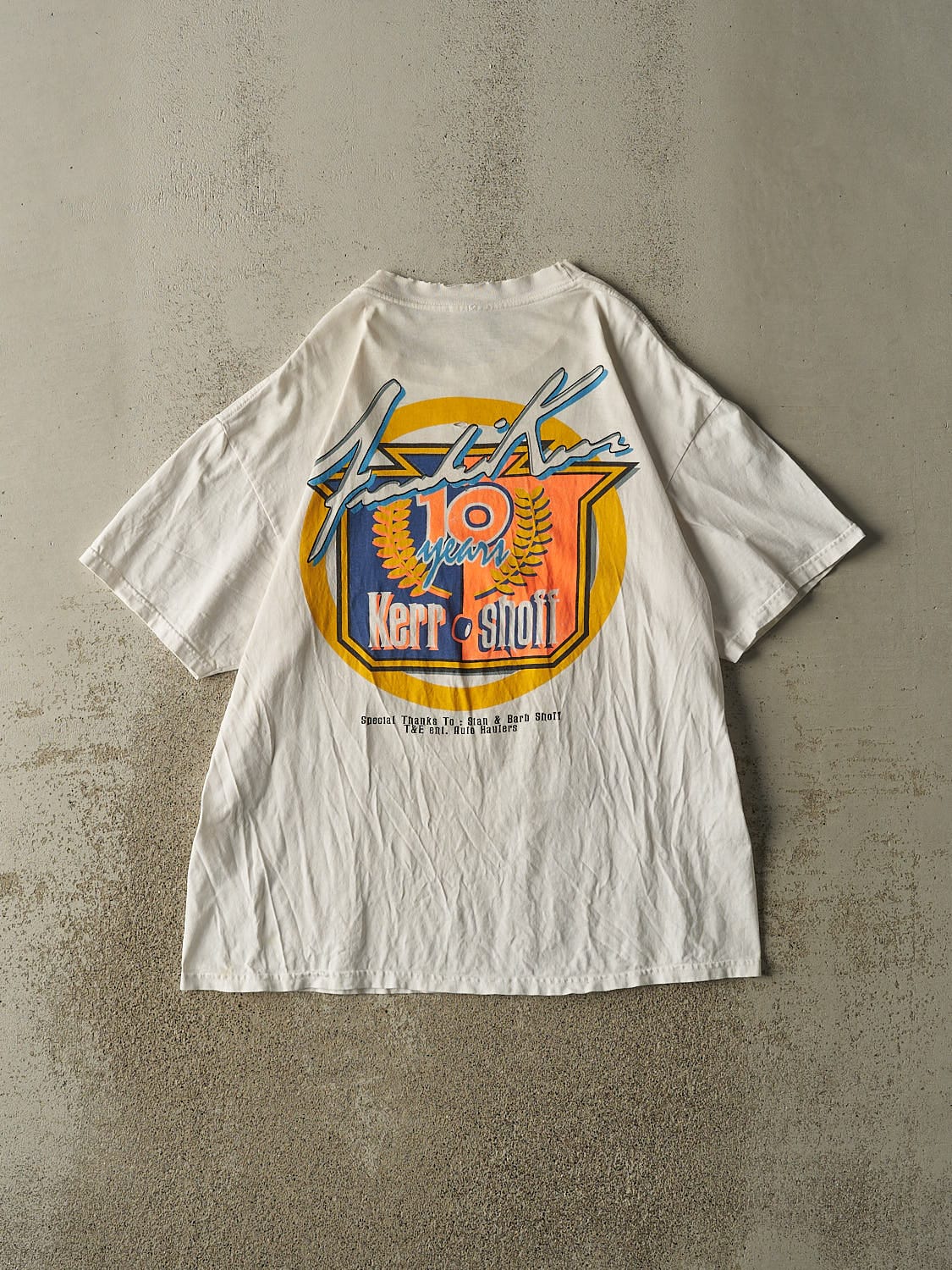 Vintage 80s White Frankie Kurr Racing Tee (L/XL)