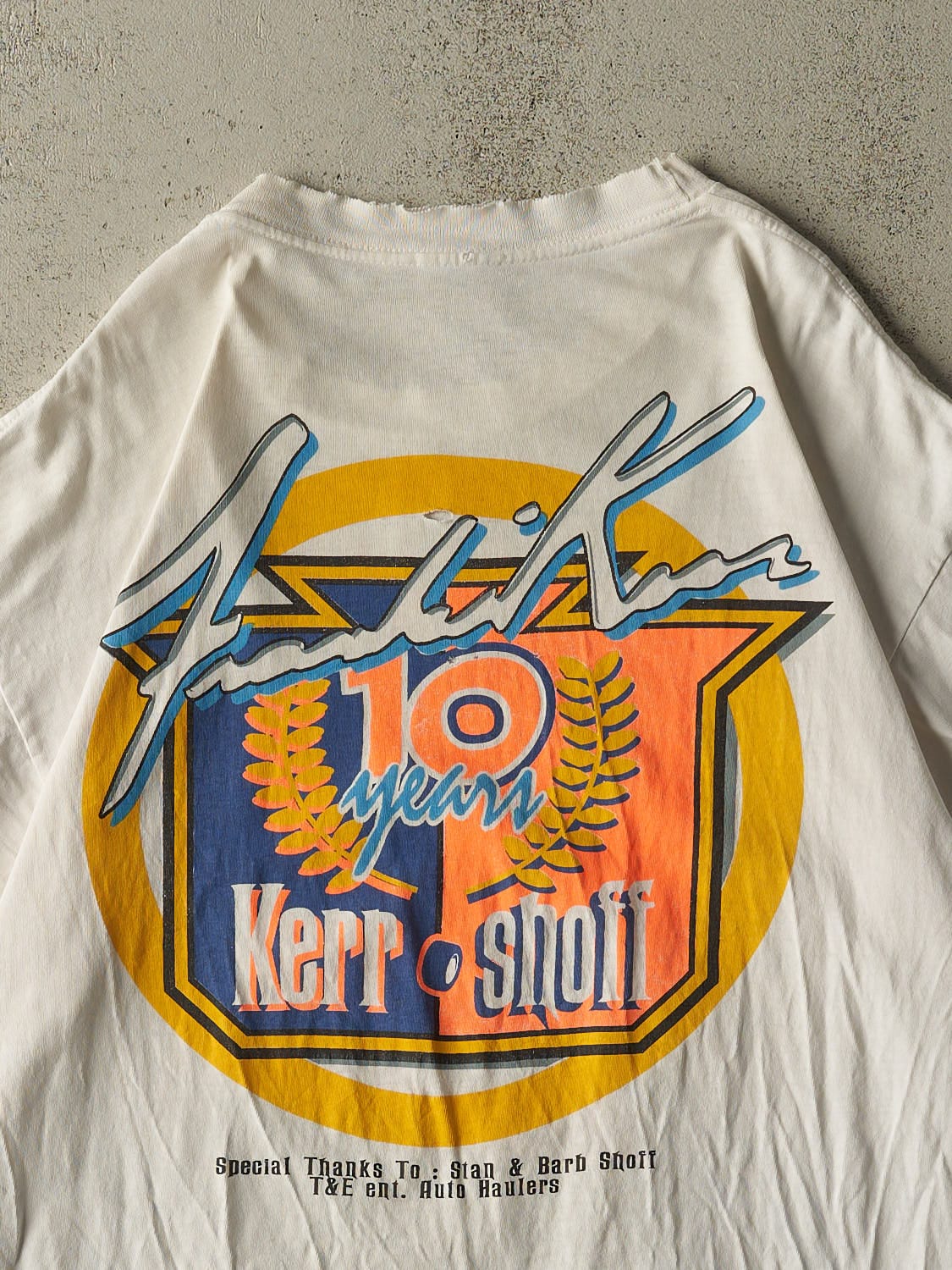Vintage 80s White Frankie Kurr Racing Tee (L/XL)