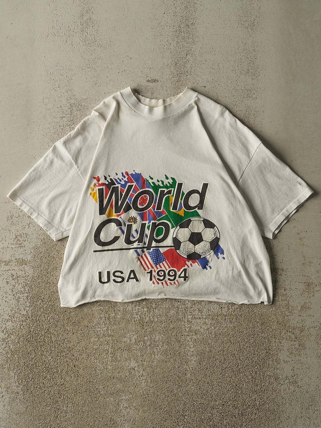 Vintage 94' White USA World Cup Soccer Tee (S/M)