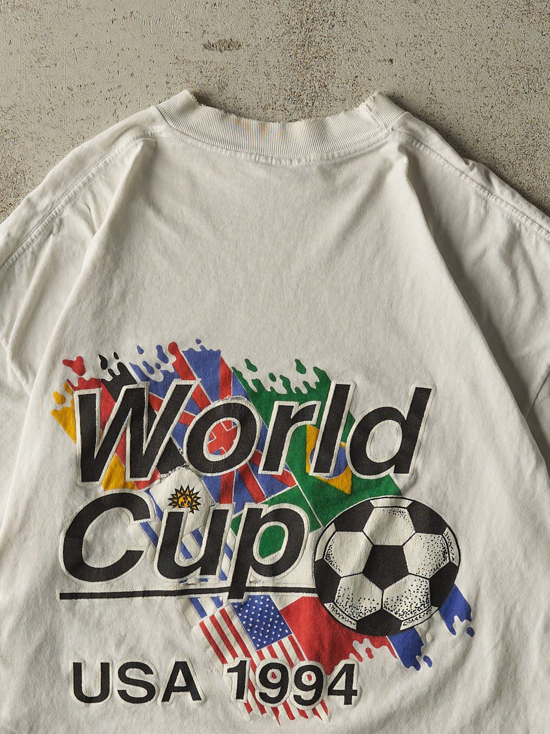Vintage 94' White USA World Cup Soccer Tee (S/M)