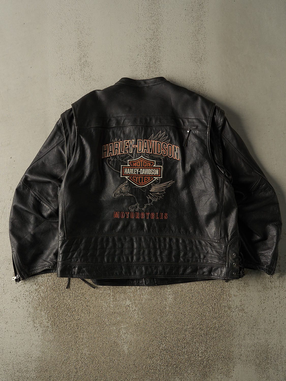 Vintage Y2K Black Harley Davidson Leather Biker Jacket (XL/XXL)