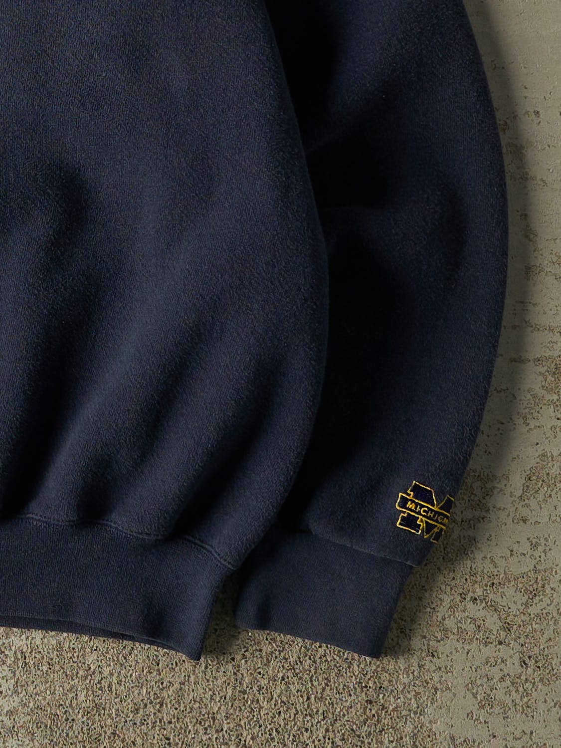 Vintage 80s Navy Blue University of Michigan Wolverines Crewneck (L/XL)