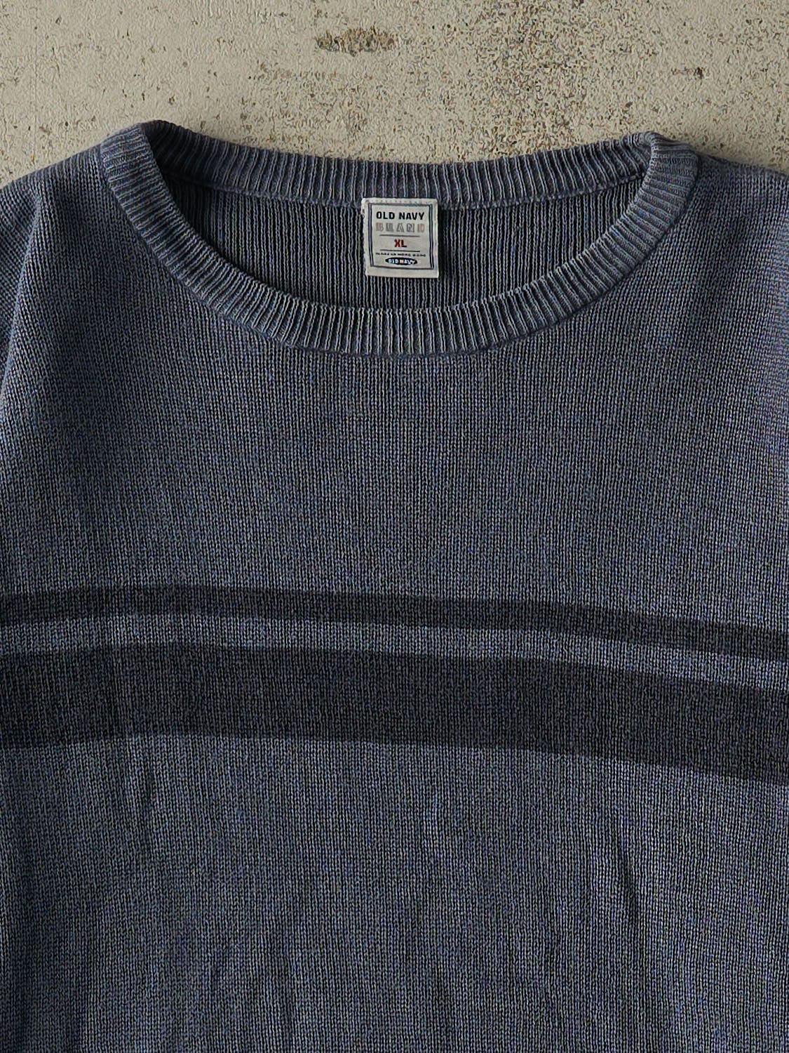 Vintage Y2K Slate Blue Old Navy Striped Knit (L)