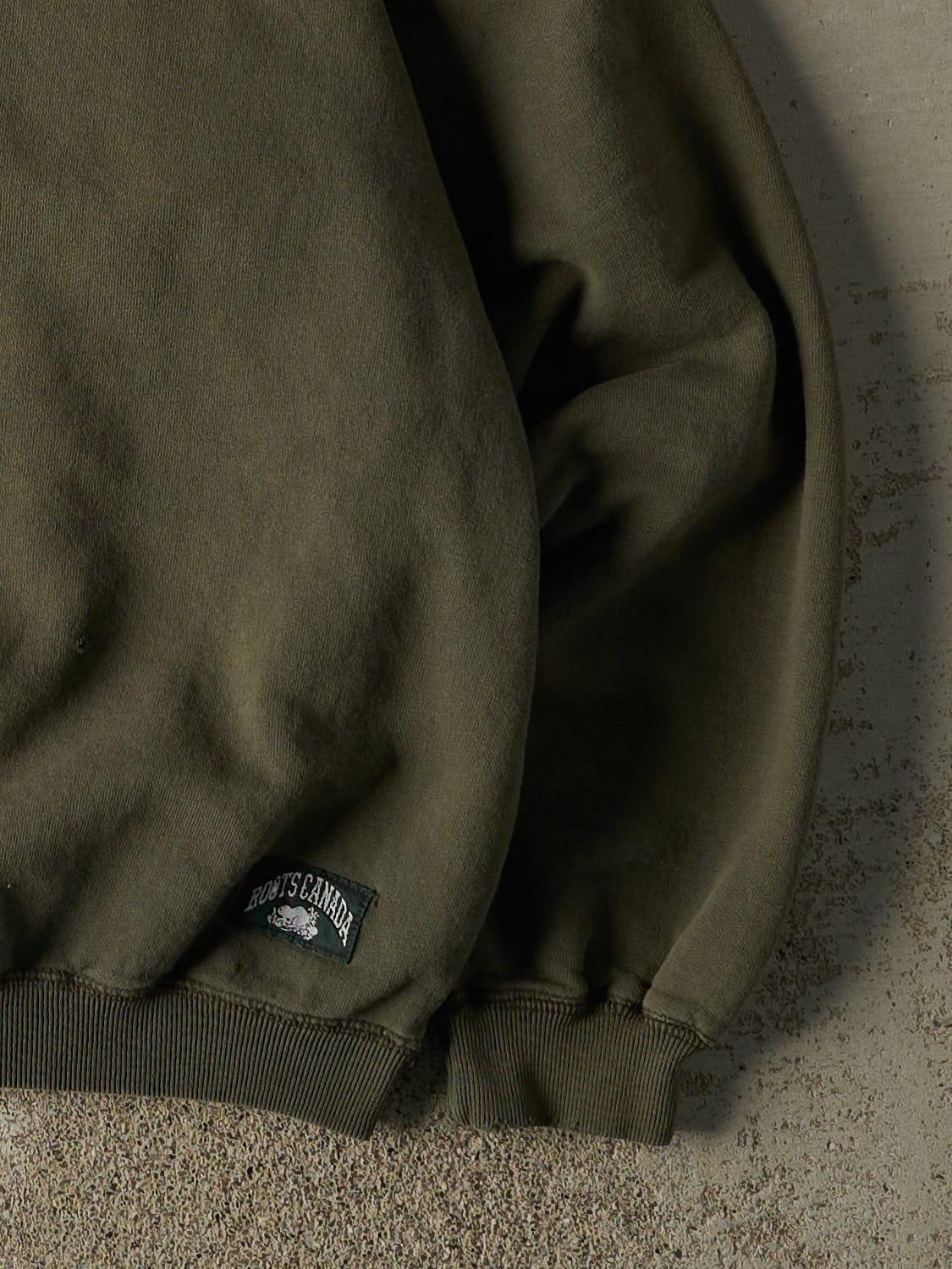 Vintage 90s Green Roots Quarter Zip Sweater (L)