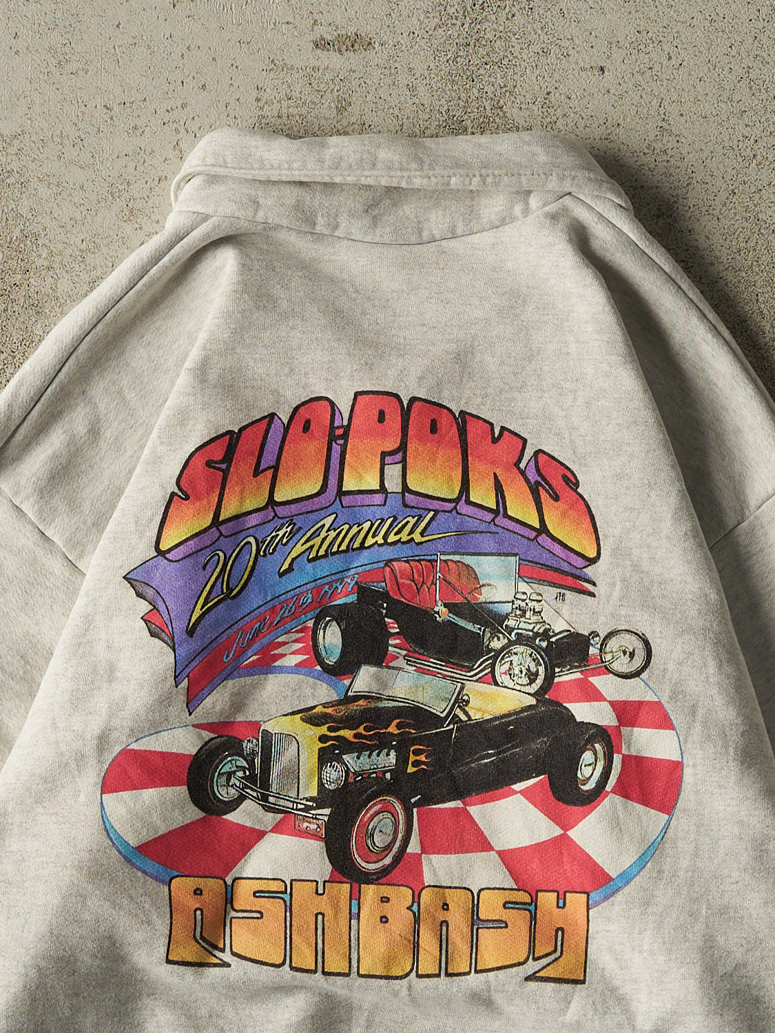 Vintage 99' Heather Grey Slo-Poks Car Quarter Zip Sweater (M/L)