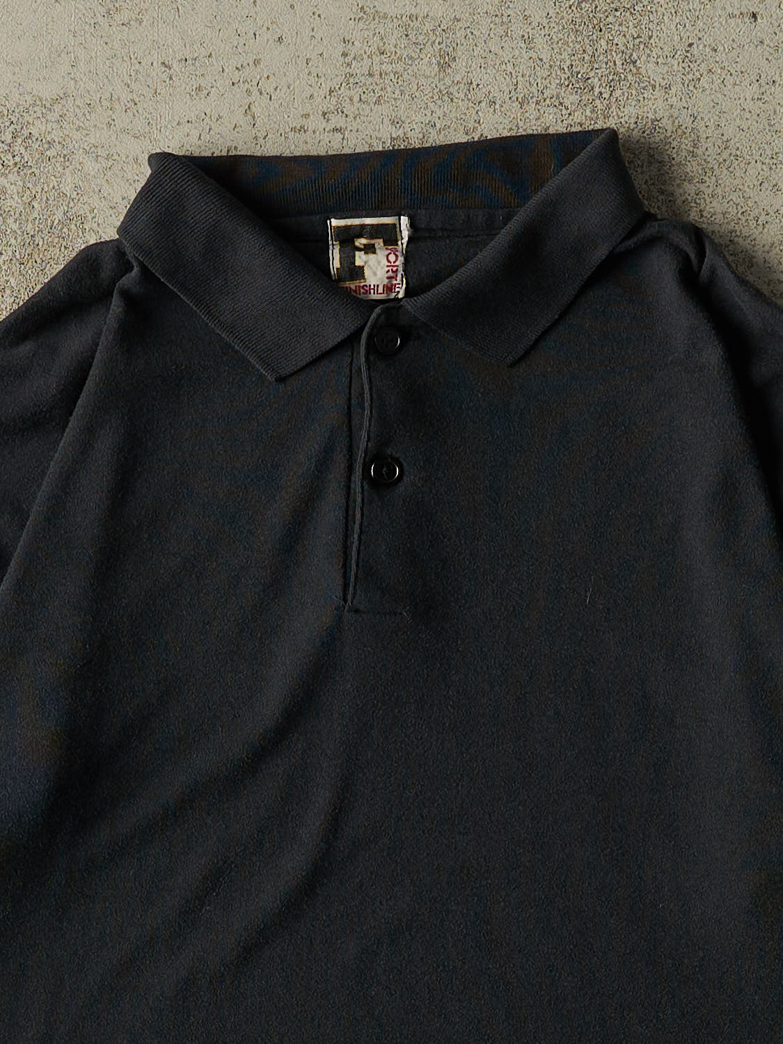 Vintage 90s Black Quarter Button Tee (L)