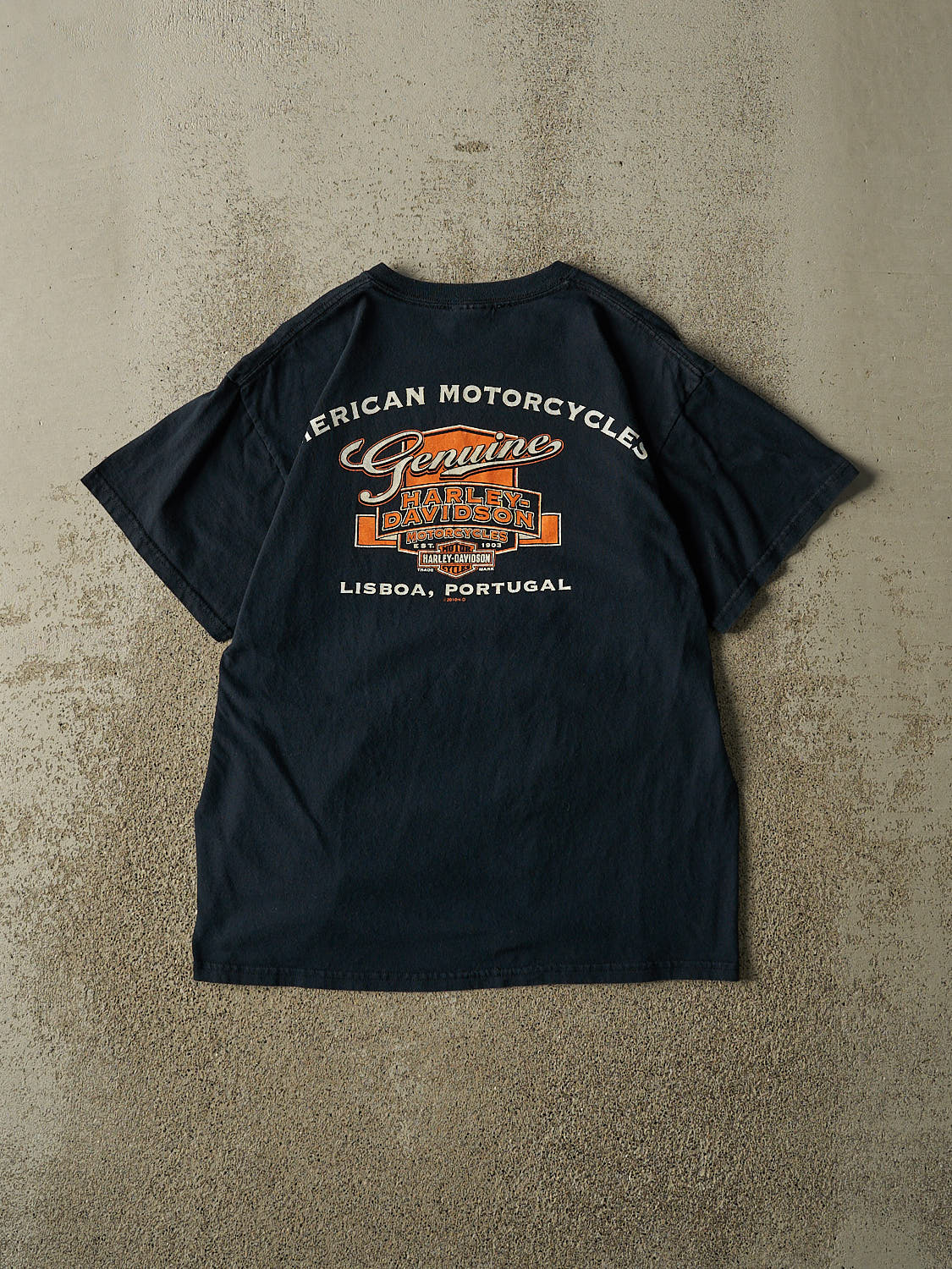 Vintage 10' Faded Black Harley Davidson Lisboa Portugal Tee (S/M)