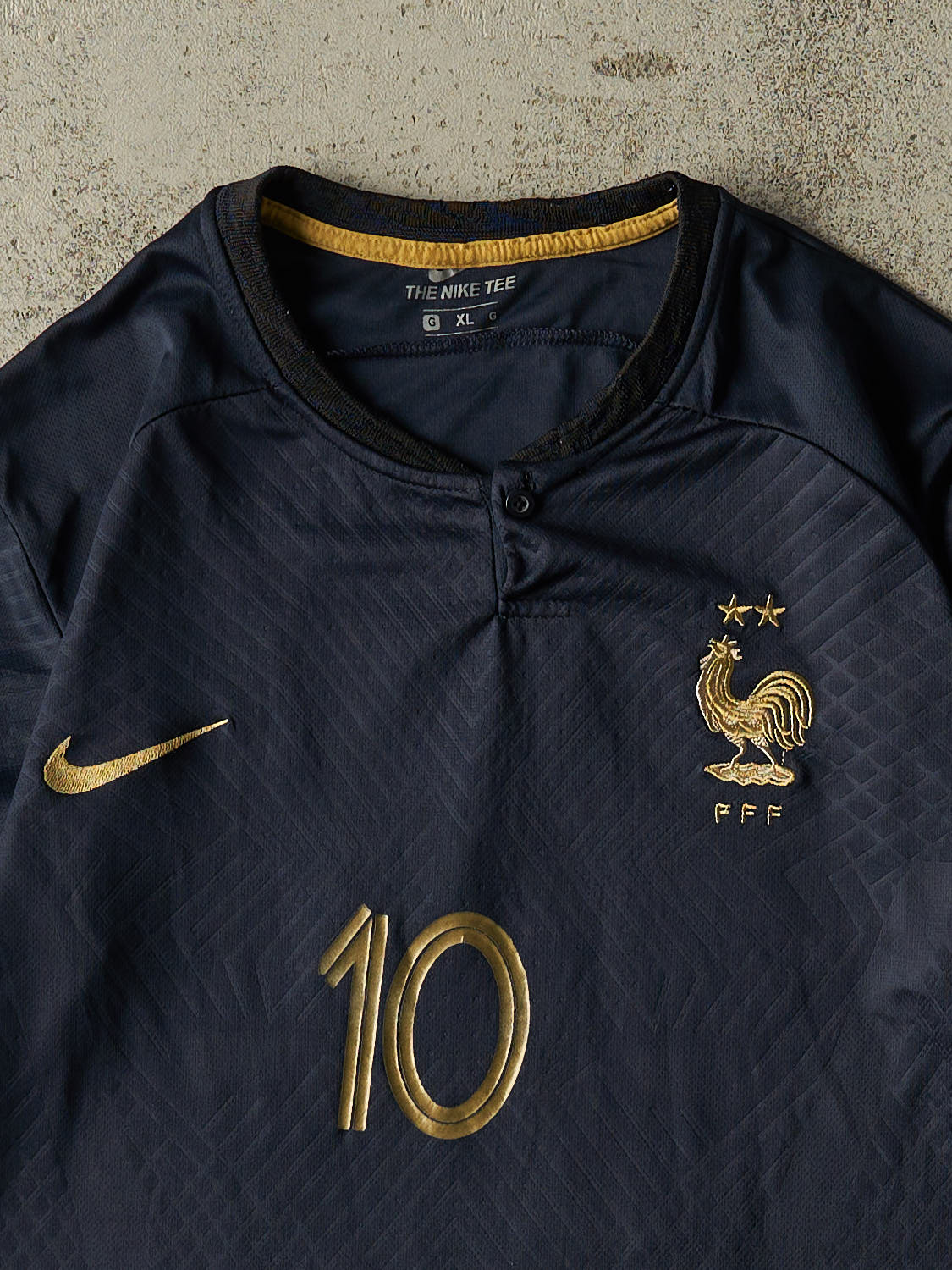 Vintage 22' Navy Blue France Nike #10 Mbappe Soccer Jersey (M/L)