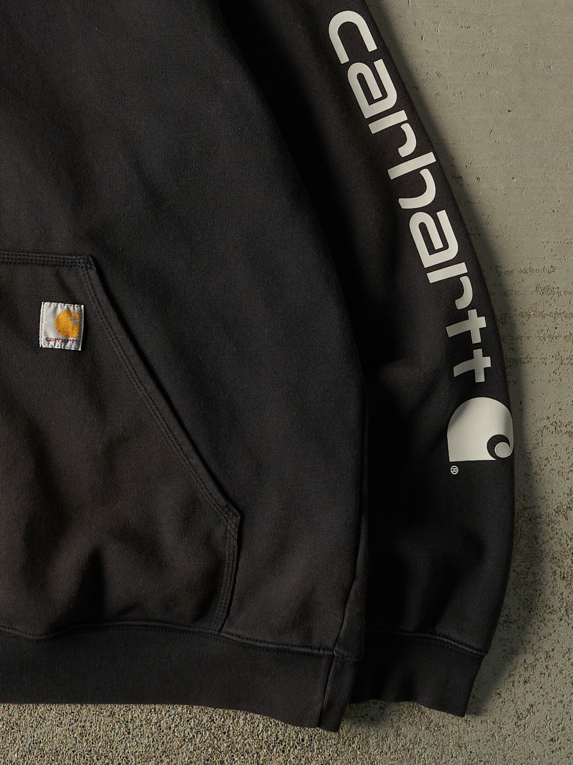 Vintage Y2K Faded Black Carhartt Hoodie (XL)