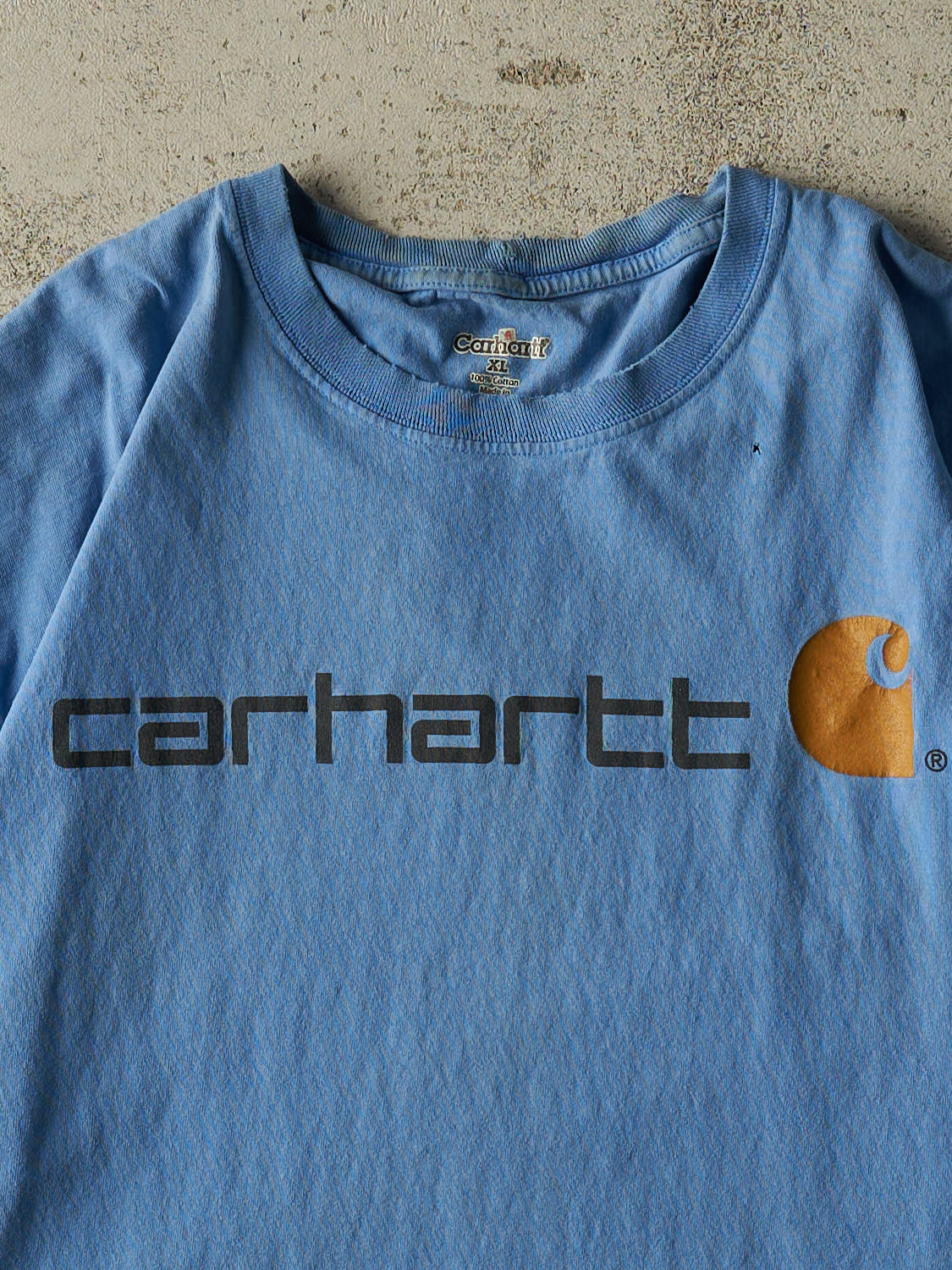 Vintage Y2K Baby Blue Carhartt Logo Tee (L/XL)