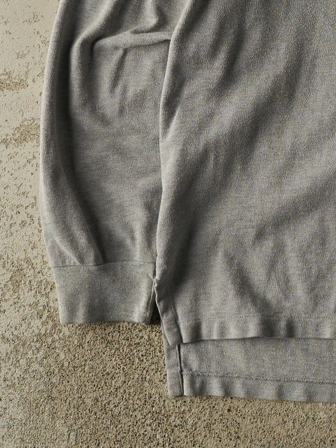 Vintage 90s Grey Polo Quarter Button Long Sleeve (L/XL)