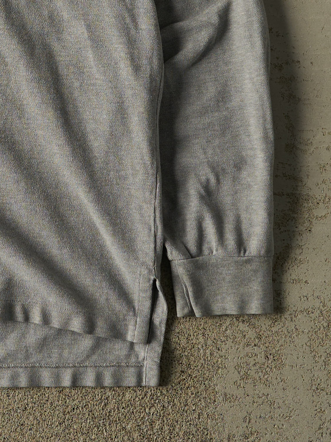 Vintage 90s Grey Polo Quarter Button Long Sleeve (L/XL)