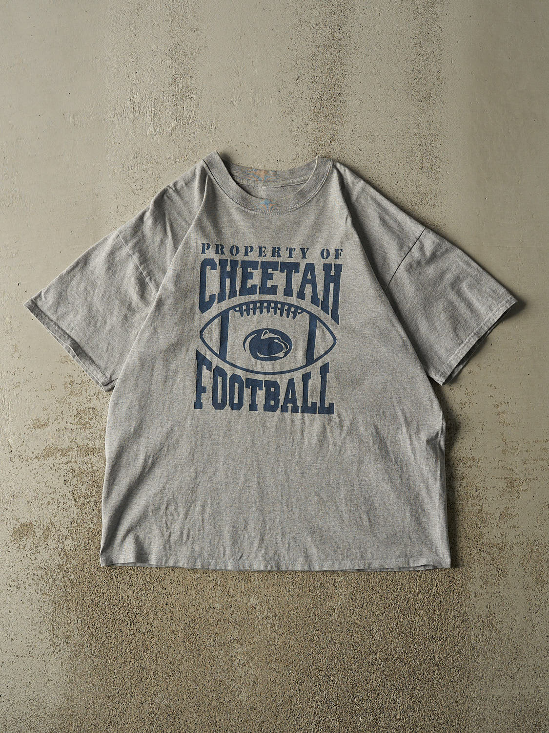 Vintage 90s Grey Cheetah Football Tee (L)