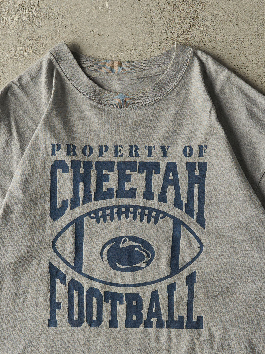 Vintage 90s Grey Cheetah Football Tee (L)