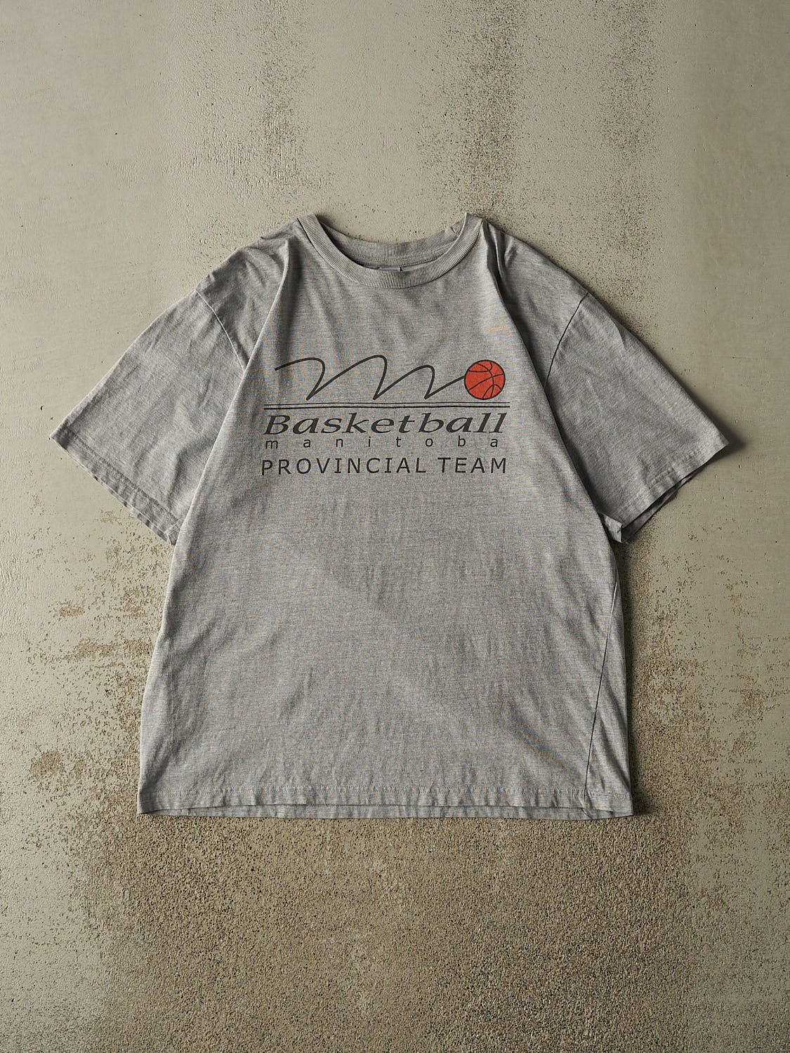 Vintage Y2K Grey Manitoba Provincial Basketball Tee (L/XL)
