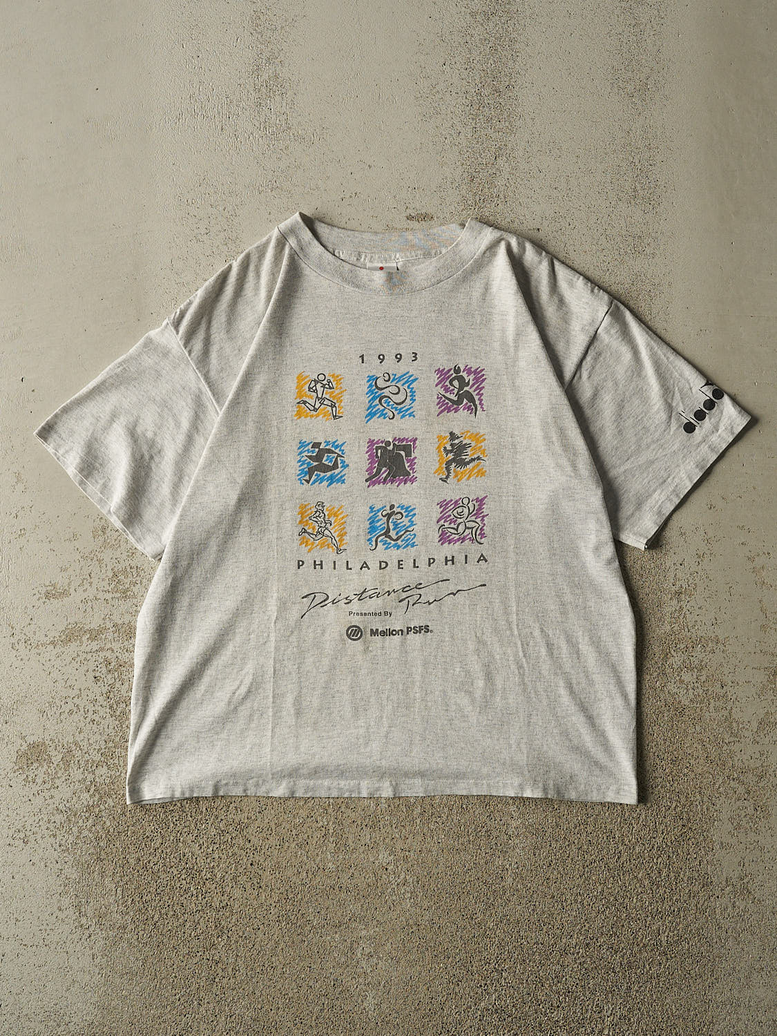 Vintage 93' Heather Grey Philadelphia Distance Run Tee (M/L)