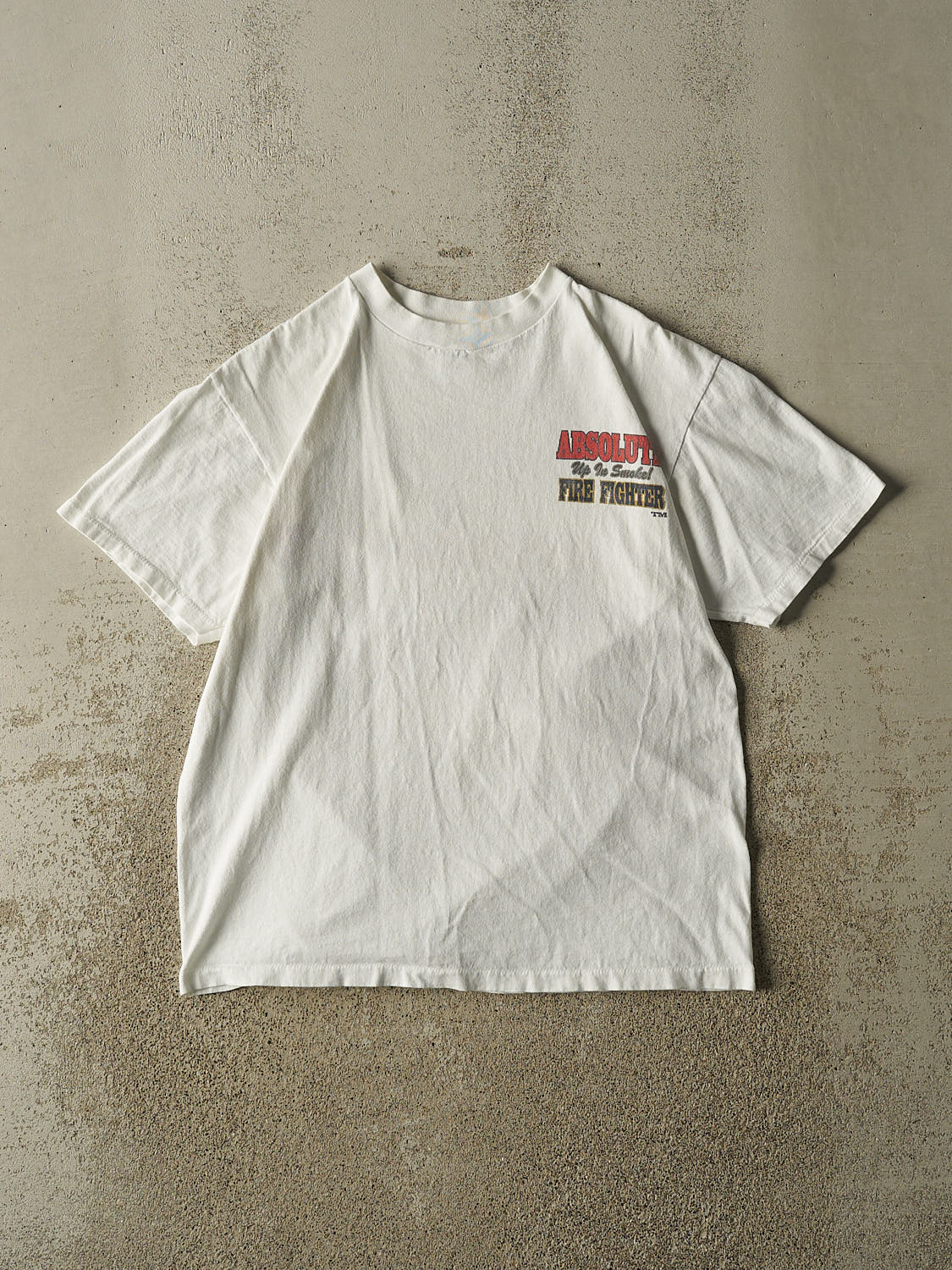 Vintage 90s White Fire Fighter Single Stitch Tee (M/L)