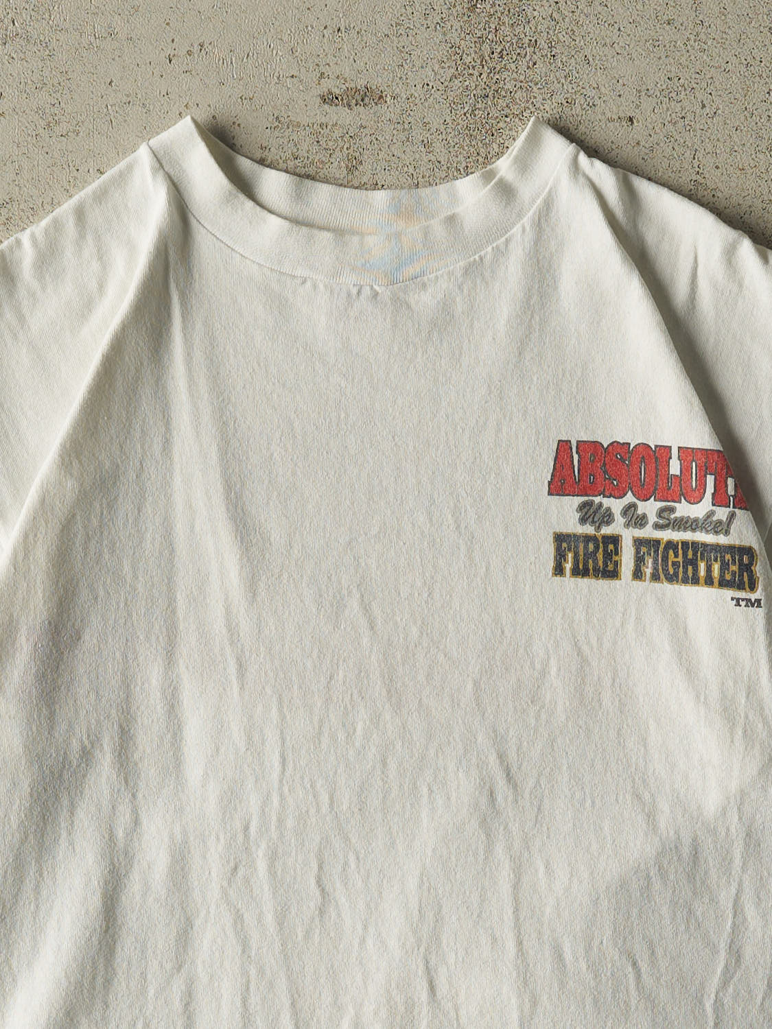 Vintage 90s White Fire Fighter Single Stitch Tee (M/L)