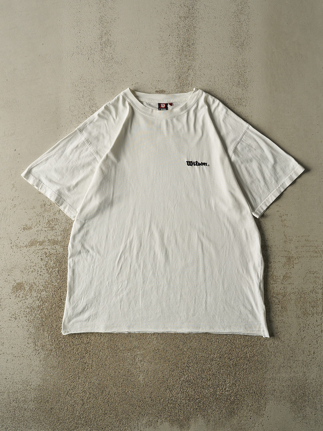Vintage 90s White Wilson Embroidered Cropped Tee (XL)