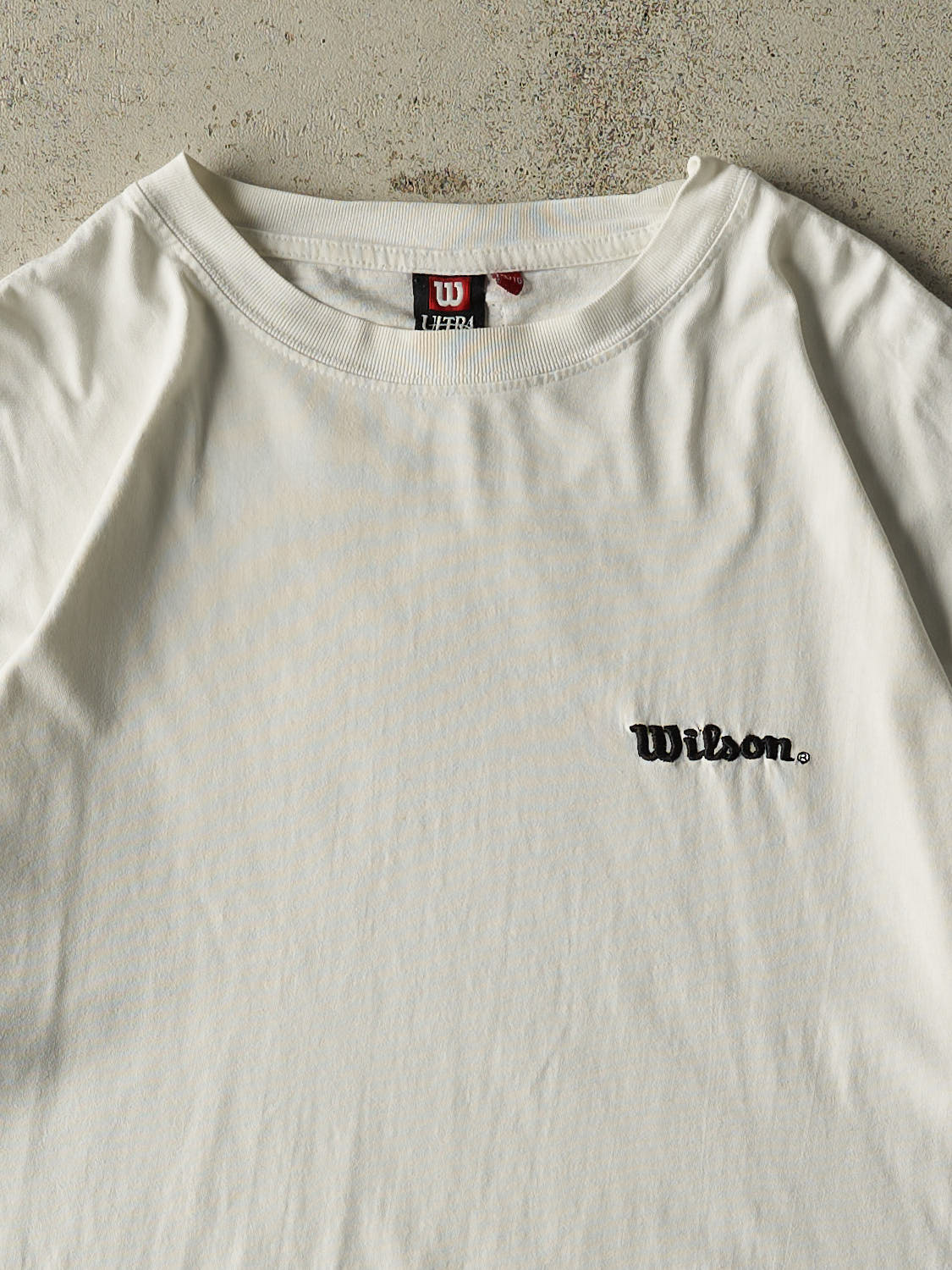 Vintage 90s White Wilson Embroidered Cropped Tee (XL)