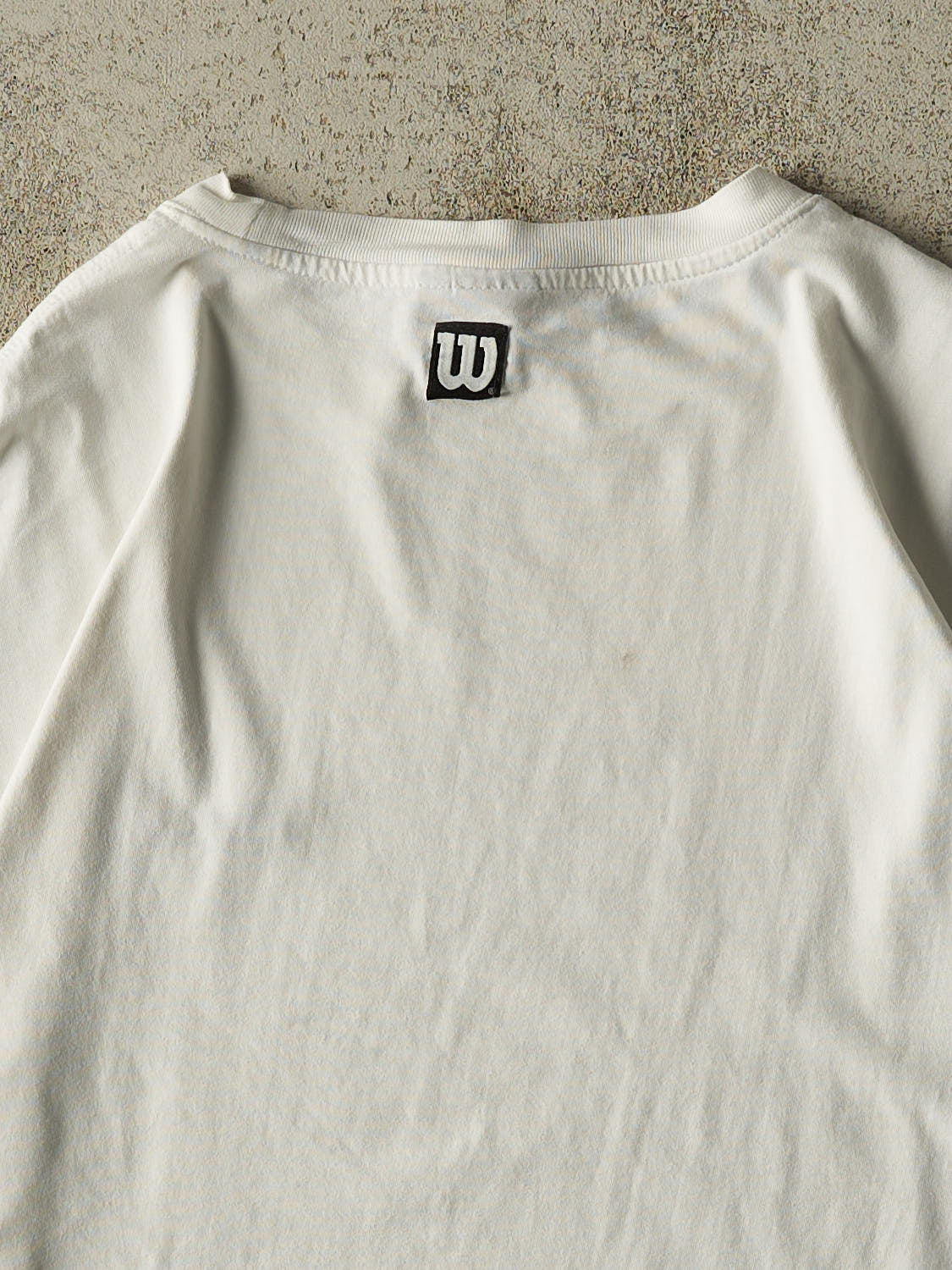 Vintage 90s White Wilson Embroidered Cropped Tee (XL)