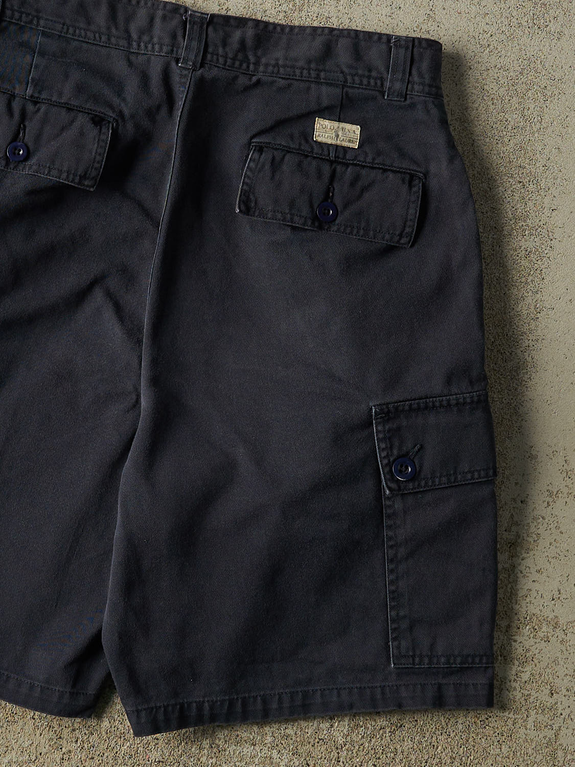 Vintage 90s Navy Blue Polo Pleated Cargo Shorts (29x8.5)