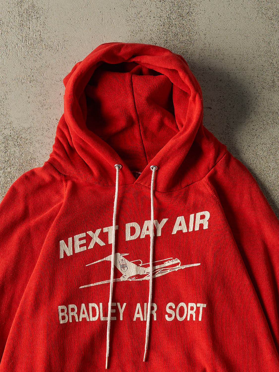 Vintage 80s RARE Red UPS Next Day Air Hoodie (L/XL)