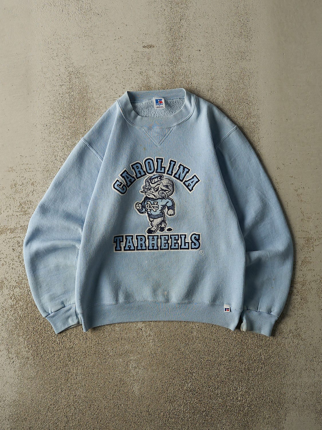 Vintage 90s Baby Blue Russell Athletic University of North Carolina Tarheels Crewneck (XS)