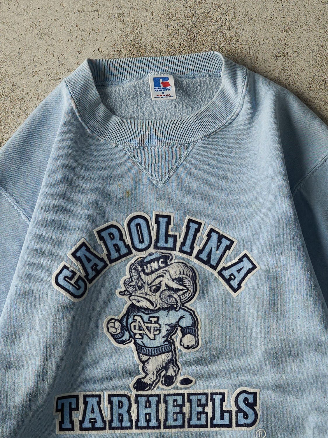 Vintage 90s Baby Blue Russell Athletic University of North Carolina Tarheels Crewneck (XS)