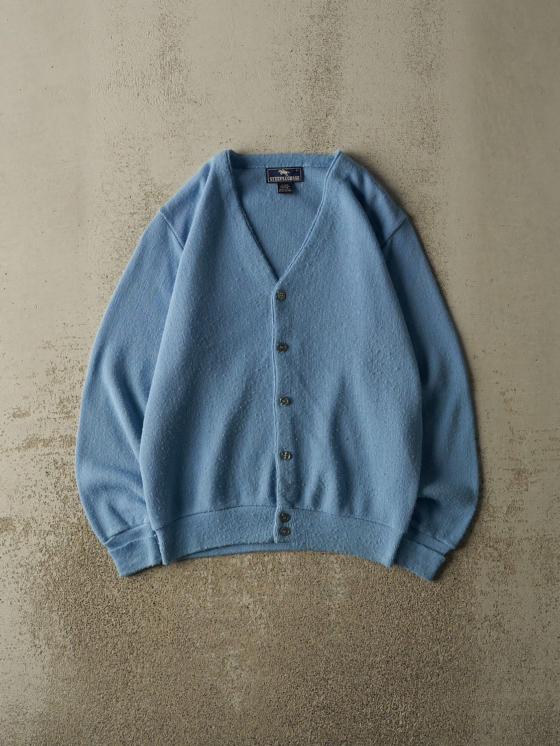 Vintage 80s Baby Blue Knit Cardigan (M/L)