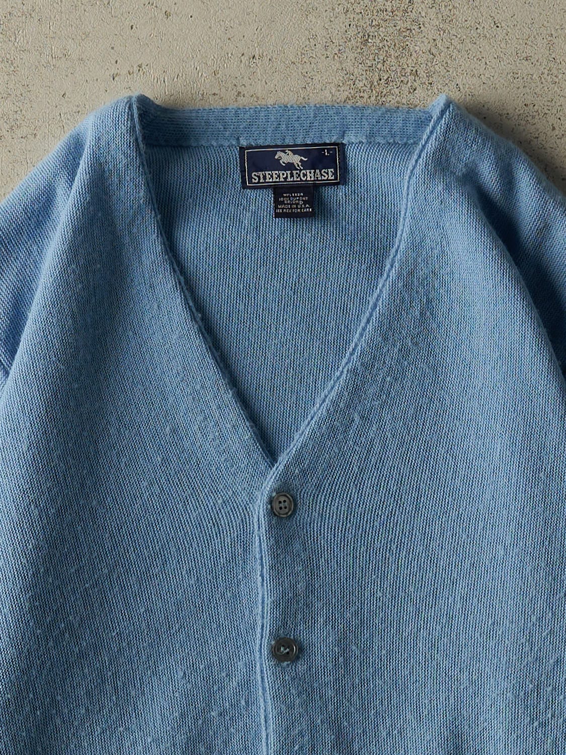 Vintage 80s Baby Blue Knit Cardigan (M/L)